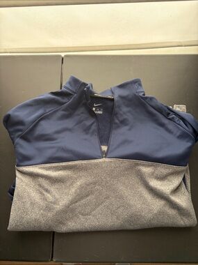 Nike Navy and Heather Gray Half-Zip Pullover
